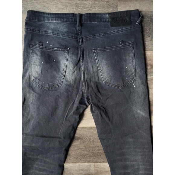 PRPS Mens Warlock Drop Skinny Fit Stretch‎ Distressed Repair Black Jeans Size 36 - Picture 4 of 13